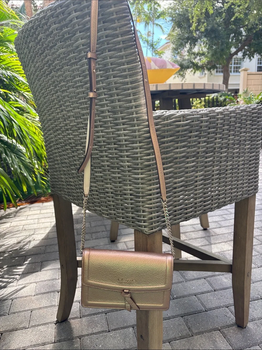 kate spade metallic rose gold pebbled leather crossbody NEW